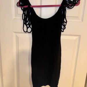 Knt drapé shoulder bodycon midi dress